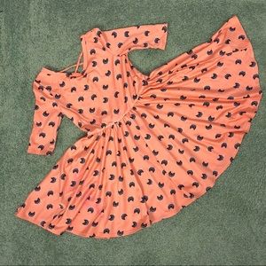 Girls LuLaRoe Dot Dot Smile Cat print Dress 3/4